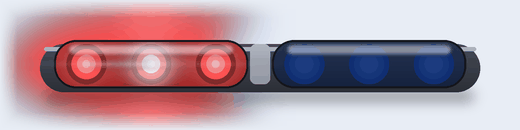 Flashing red and blue police light bar