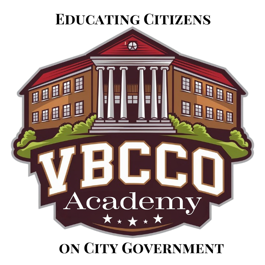 VBCCO Academy logo: Educating Citizens on City Government