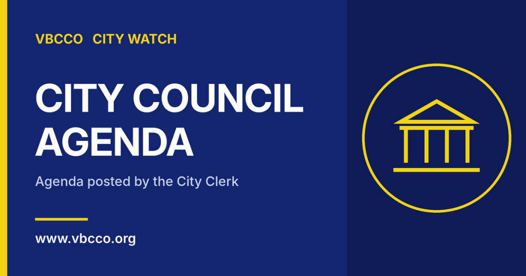 VBCCO City Watch: City Council Agenda